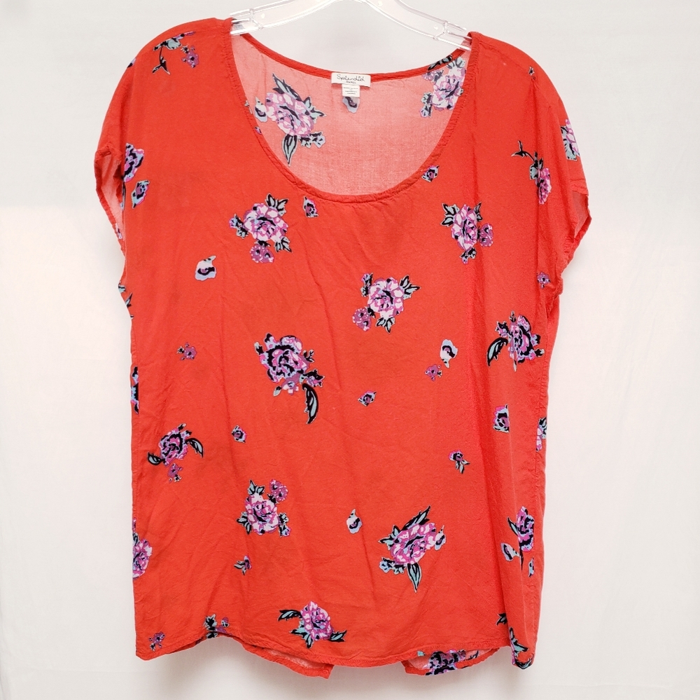 Orange-Red Splendid Short Sleeve Top with Vent